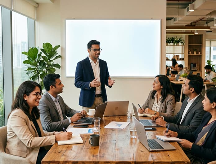 Team members working together
